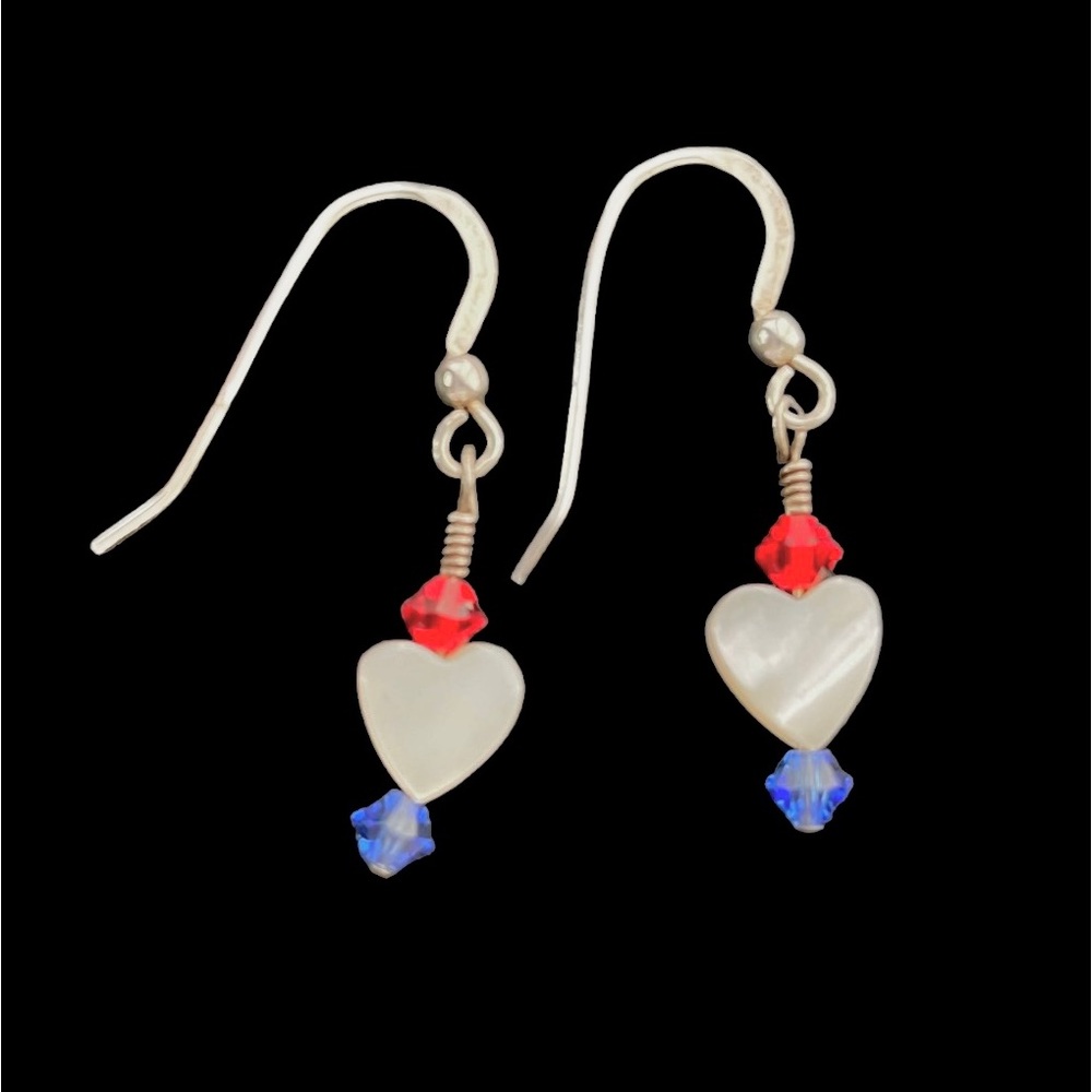 Sterling silver mother of pearl heart earrings